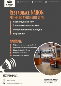 Restaurace NÁHON přijme do svého kolektivu